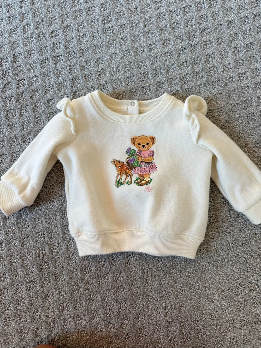 Ralph Lauren Cream Baby Sweatshirt with Embroidered Bear